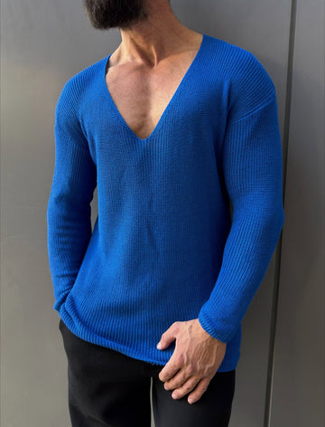 Knitwear oversized shirt - blue 0058