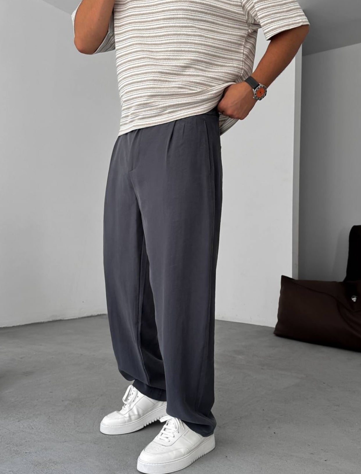 Relaxed pants - gray 0066
