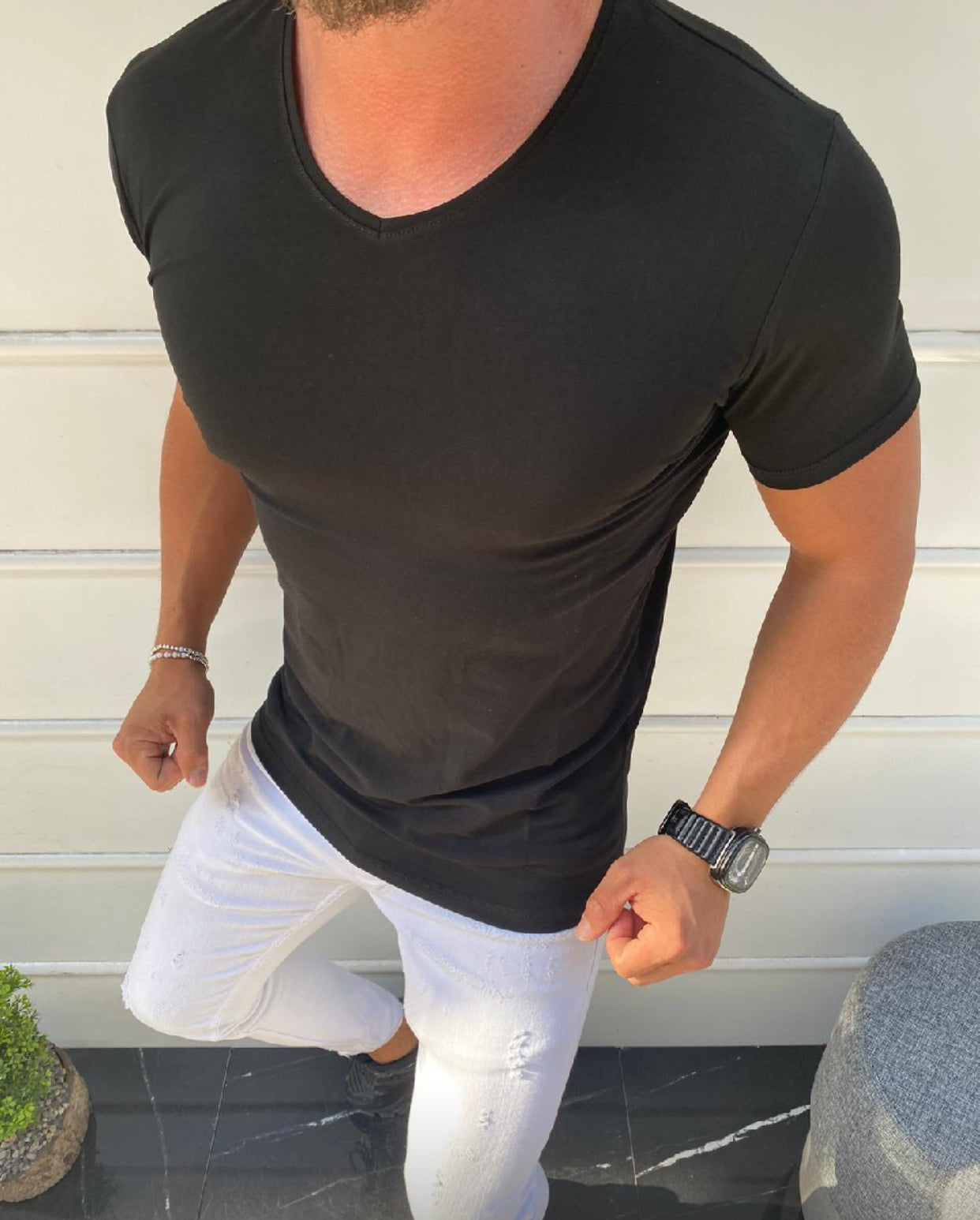 Basic cotton v-shirt - 0020