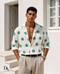 Printed Linen Shirt – Relaxed Fit - green (0183)