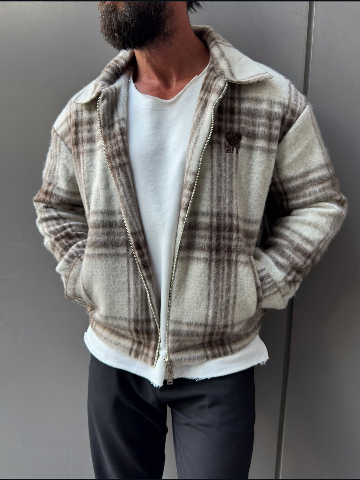 vintage cashmere jacket / White- 0054