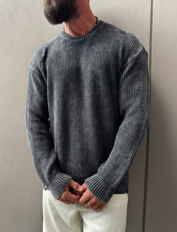 Knitwear oversized shirt - gray  0061