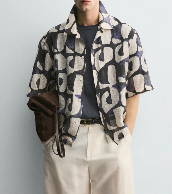 Zara Abstract Print Resort Shirt ( 0296)