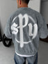 Washed spyware printed sweatshirt / Gray - (0056)