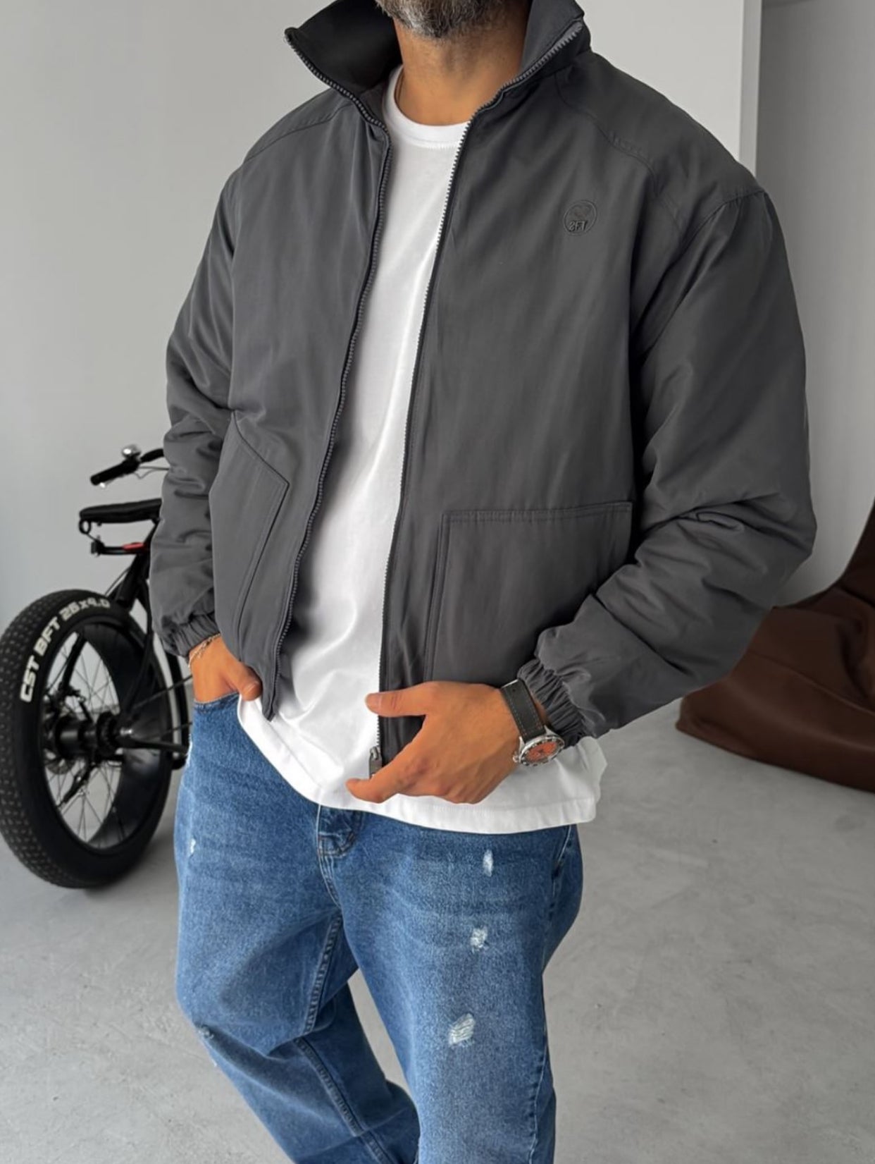Stone bomber jacket / gray- 0055