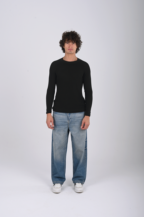 Textured Knit Crewneck Sweater- (W-0329)