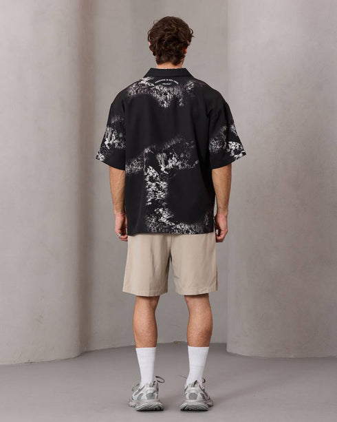 Abstract Print Relaxed Shirt – Black - (0184)