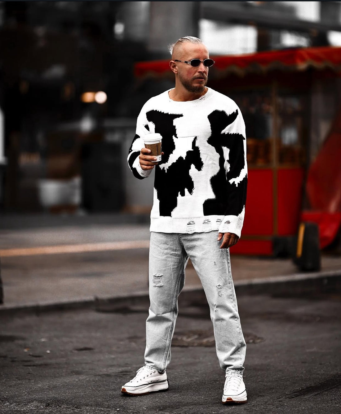 Knitwear oversized shirt - cow  0060