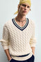 ZARA Cable-Knit V-Neck Sweater (ZW-0014)
