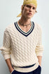 ZARA Cable-Knit V-Neck Sweater (ZW-0014)
