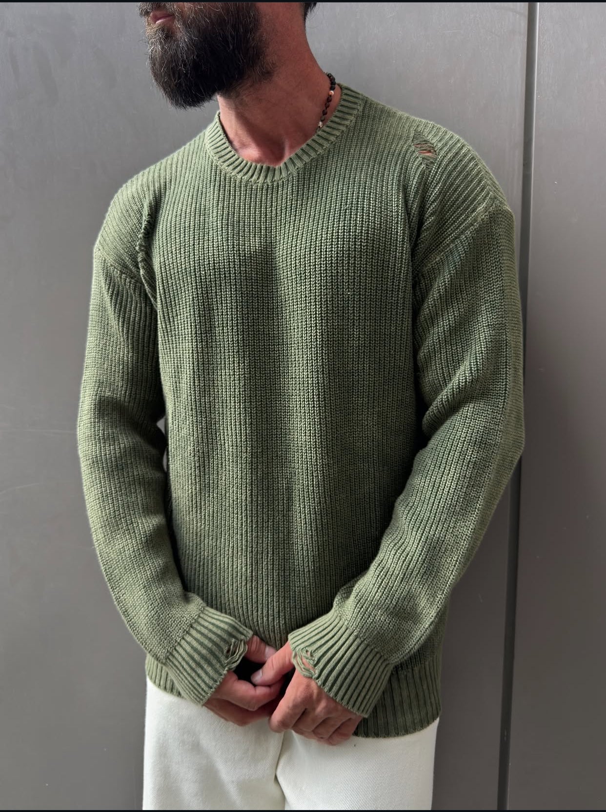 Knitwear oversized shirt - green  0061