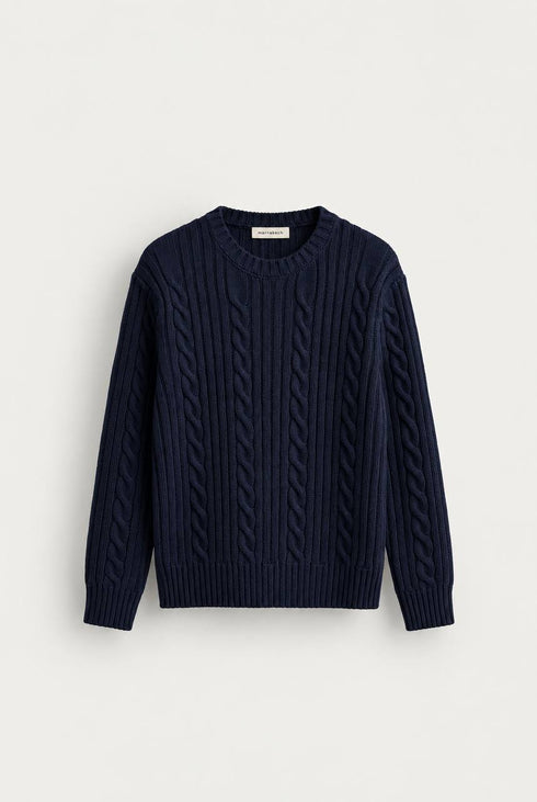 Premium Cable-Knit Crewneck Sweater - (W-0342)