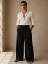 Relaxed Linen Wide-Leg Trousers - (0233)