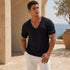 Ribbed V-Neck Knit T-Shirt -(0032)