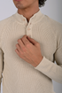 Ribbed Knit Henley Sweater -(W- 0323)