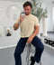 Slim Fit Ribbed Knit T-Shirt – Beige (0170)