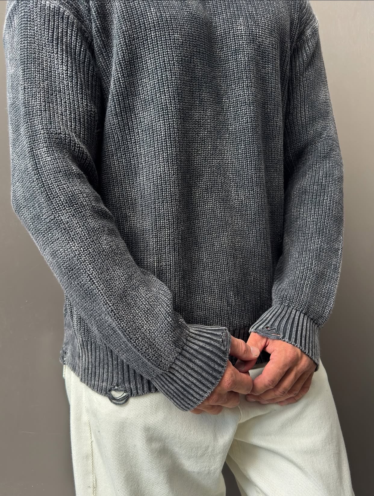 Knitwear oversized shirt - gray  0061