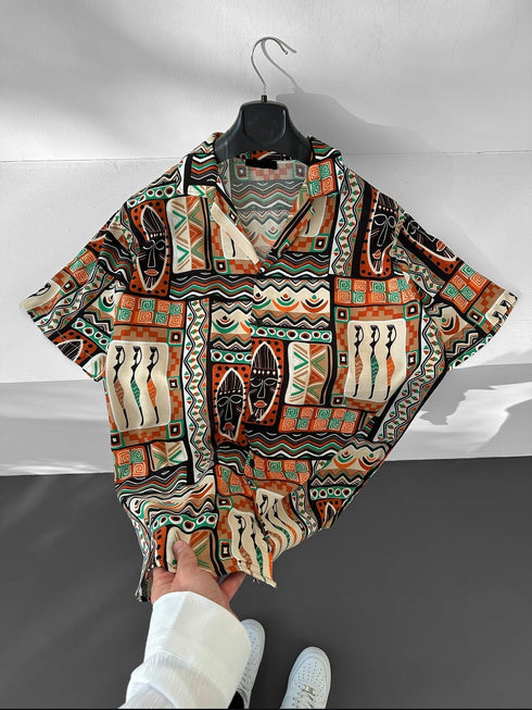 Tribal Print Shirt – Earth Tone Edition (0193)