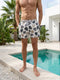 Monstera Print Swim Shorts-(0242)