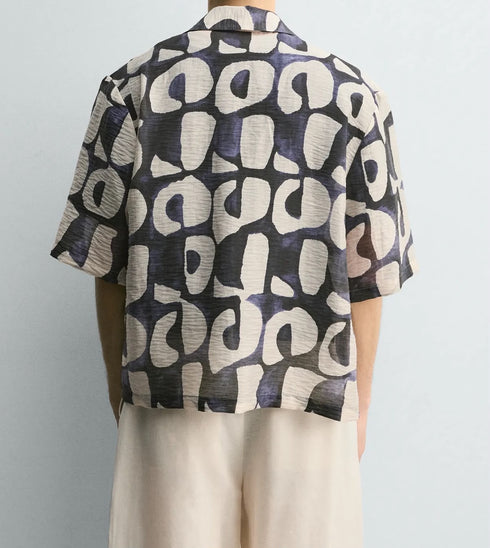 Zara Abstract Print Resort Shirt ( 0296)