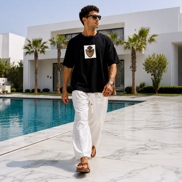 Embroidered Textured T-Shirt – (0201)