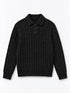 Premium Cable-Knit Polo Sweater - (W-0341)