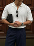 Textured Half-Zip Polo / white / (0160)