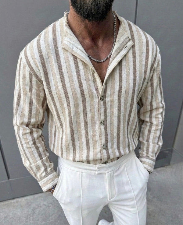Striped Linen Shirt / Beige /0138