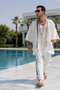 Premium Textured Kimono Set – Ivory White - (0200)