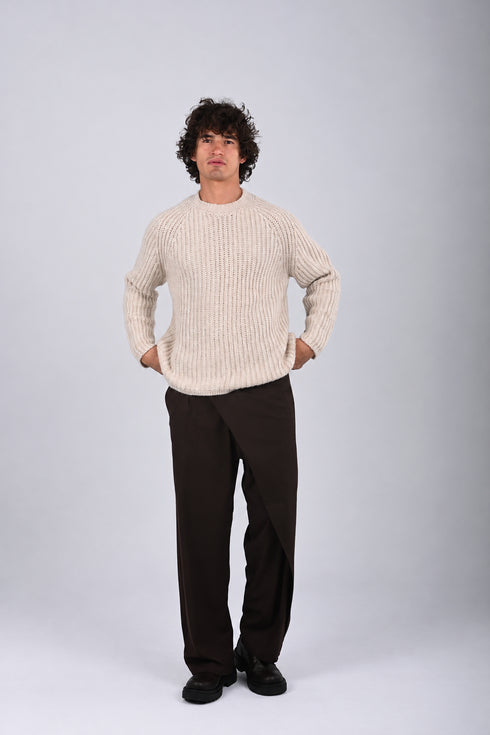 Chunky Knit Crew-Neck Sweater -(W-0326)