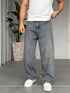 Grey Vintage Washed Baggy Jeans(P-0349)