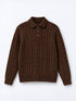 Premium Cable-Knit Polo Sweater - (W-0341)