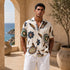 Boho Feather Print Shirt – Cream Edition / (0187)