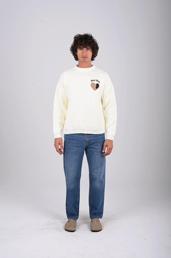 Heart Detail Knit Sweater-(W-0308)