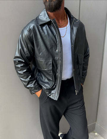 Faux leather quilted jacket 0091