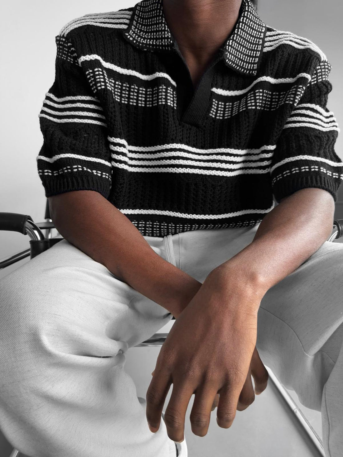 Oversized knitwear shirt -Balck- 0021