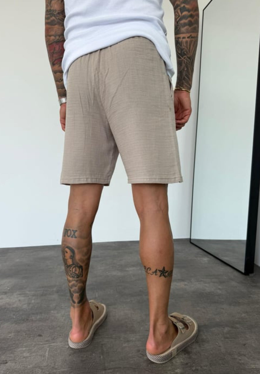 Muslin Fabric Linen Short - 002 - light brown