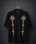 Premium Embroidered Short Sleeve Shirt – Black - (0177)