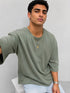 Oversized Drop-Shoulder T-Shirt – Olive Green / (0179)