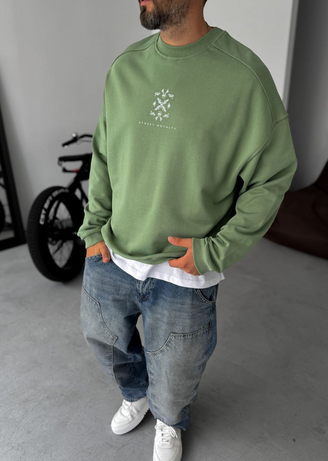 Cotton-sweatshirt / green 0051
