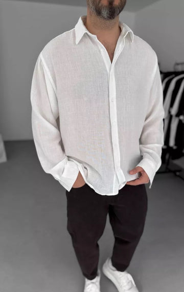 White Crinkle Fabric Shirt