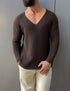Knitwear oversized shirt - brown 0058