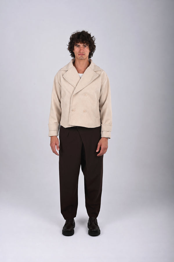 Double Breasted Crop Stamped Jacket - (W-0310)