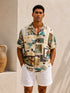 Beige Multi-Print Short Sleeve Shirt / (0196)