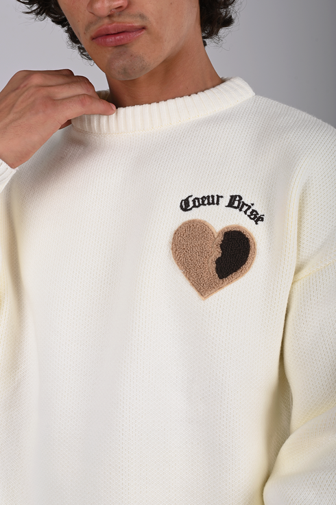 Heart Detail Knit Sweater-(W-0308)