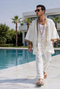 Premium Textured Kimono Set – Ivory White - (0200)