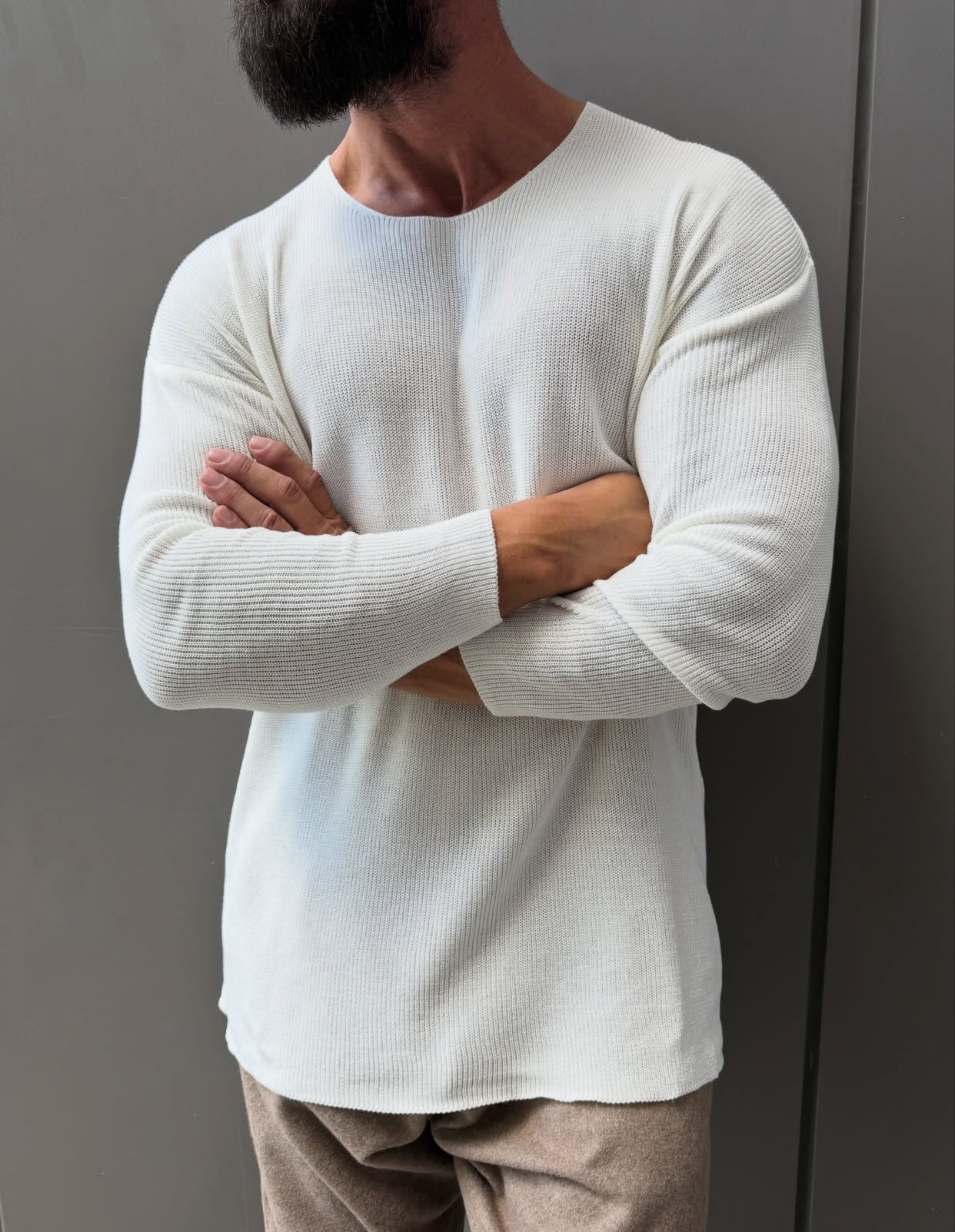 Knitwear oversized shirt - white 0062