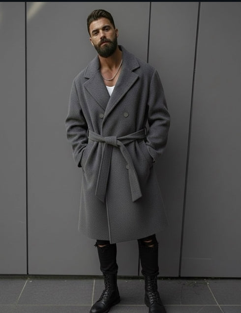 Textured water-repellent coat - blue 0108