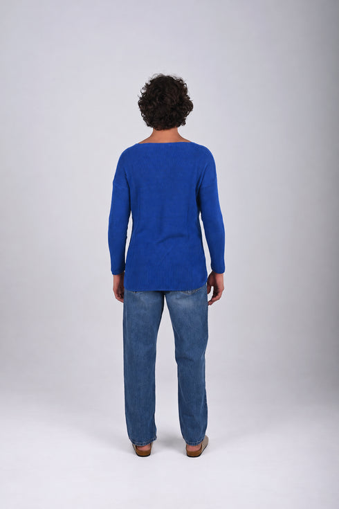 Textured V-Neck Knit Sweater - (W-0058)