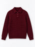 Premium Cable-Knit Polo Sweater - (W-0341)
